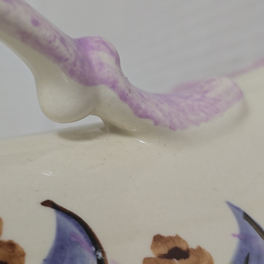 Vintage Clinchfield Potteru Floral Cream and Purple Ceramic Pitcher - Picture 13 of 16